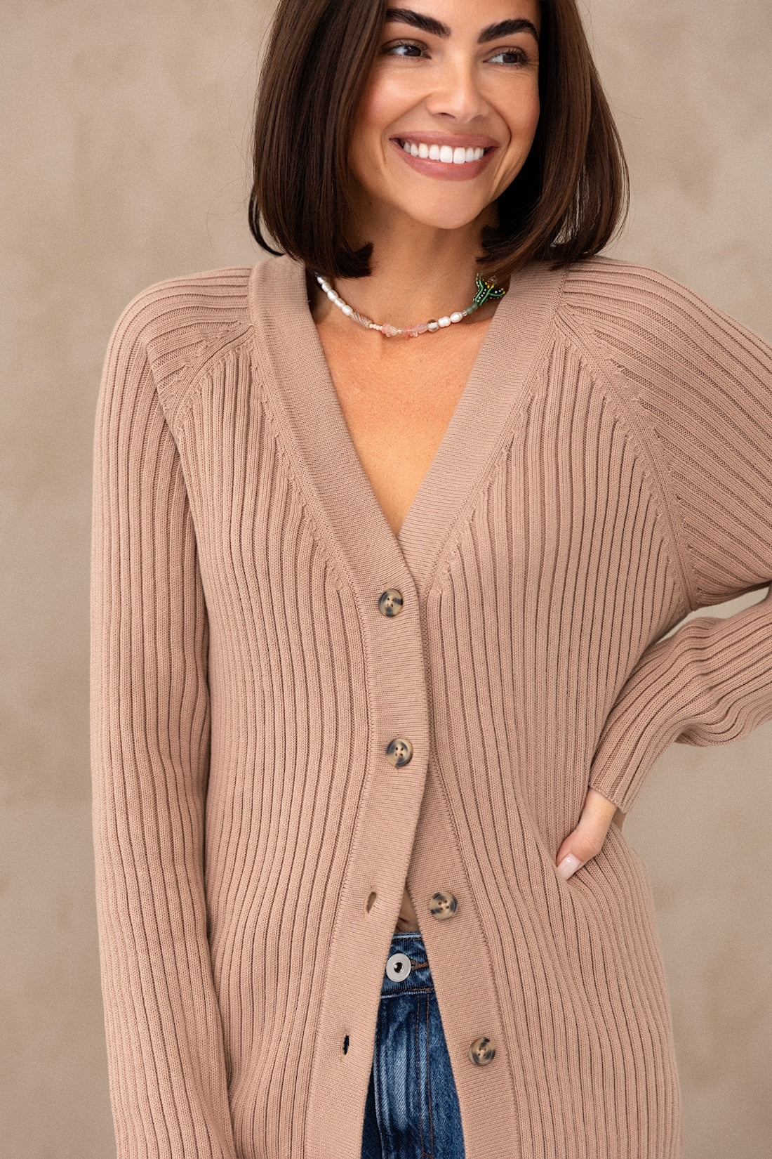 Brittney Cardigan - Taupe - Image 3