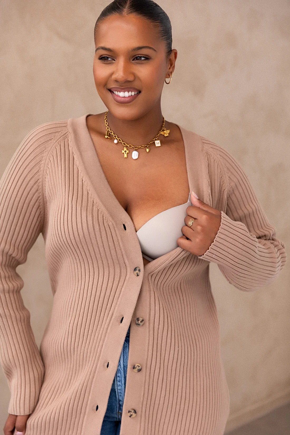 Brittney Cardigan - Taupe - Image 6