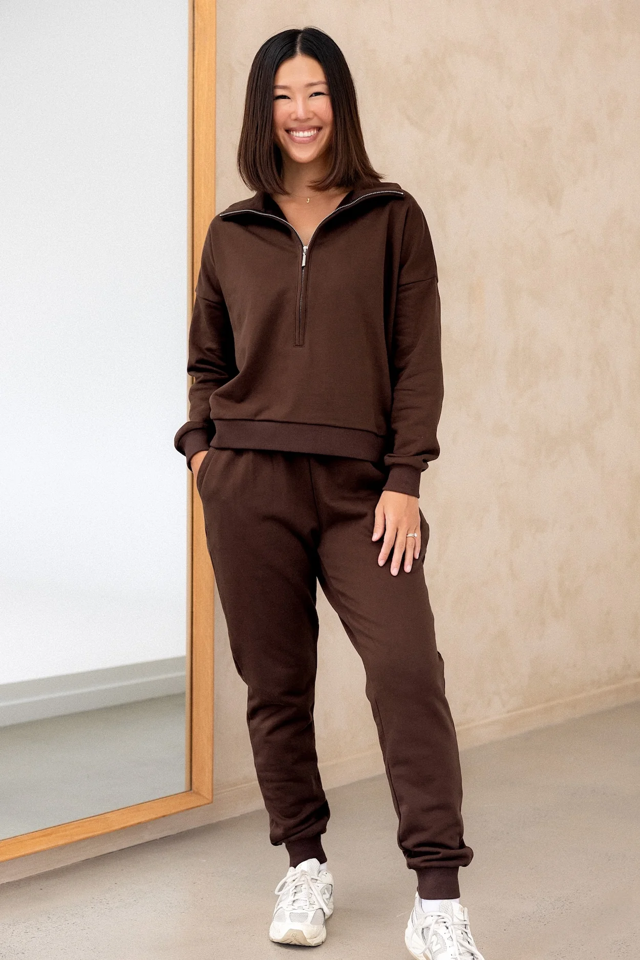 Collar Zip Sweater - Cocoa - Image 10