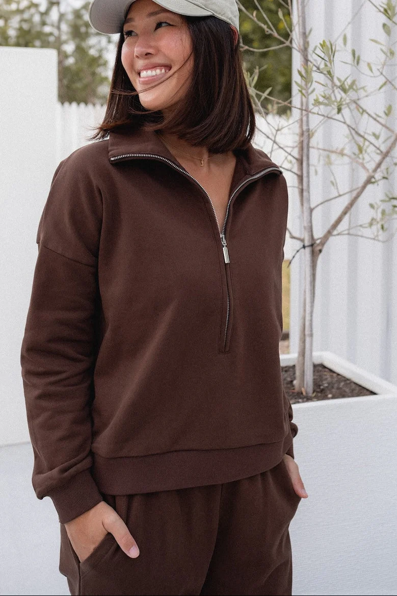 Collar Zip Sweater - Cocoa - Image 9