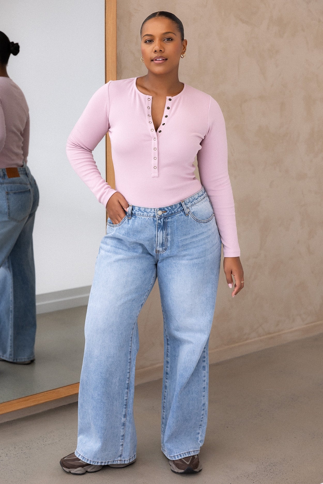 Comfort Rib Henley Long Sleeve - Aura - Image 6
