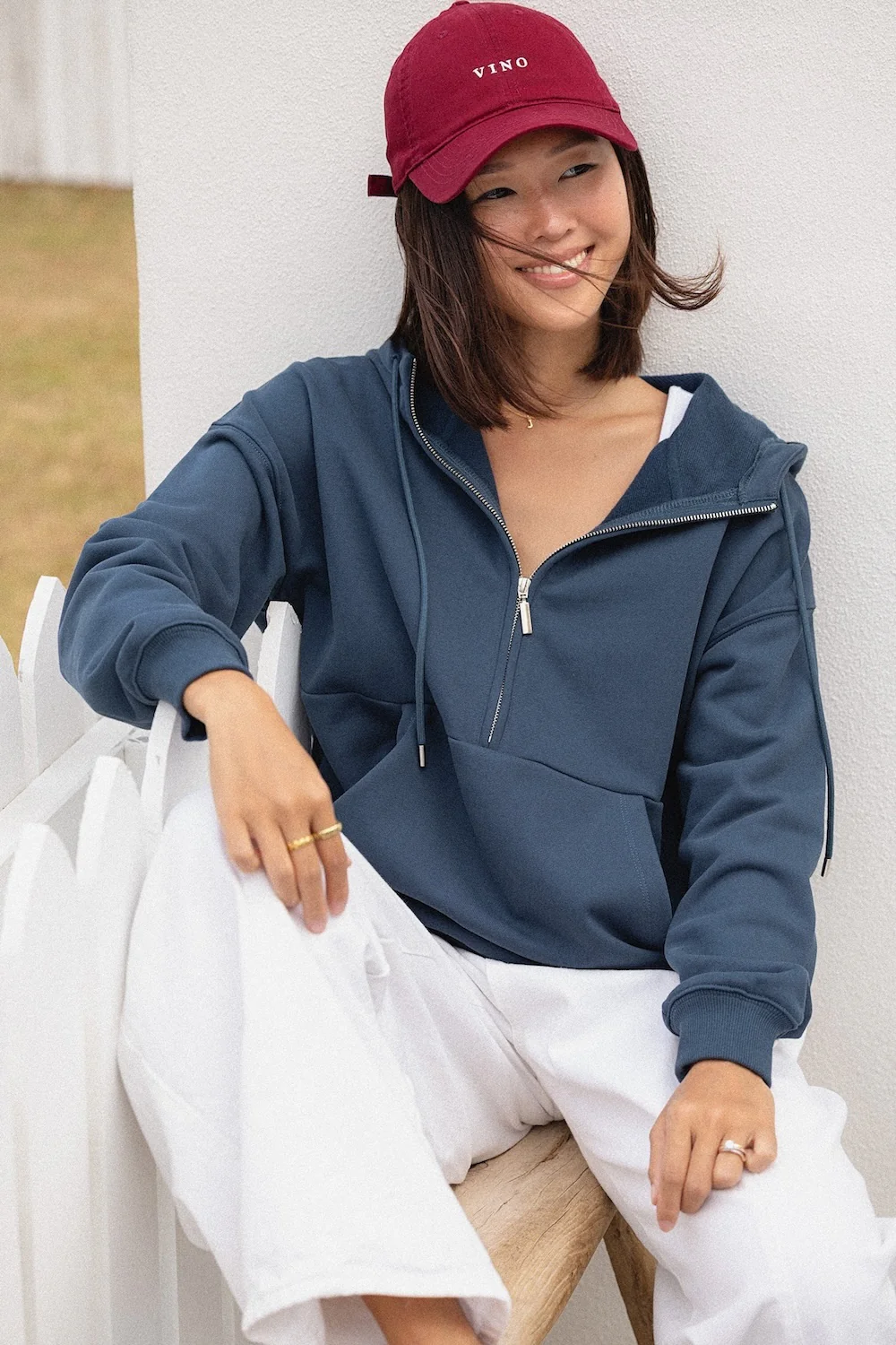 Half Zip Hoodie - Steel - Image 10