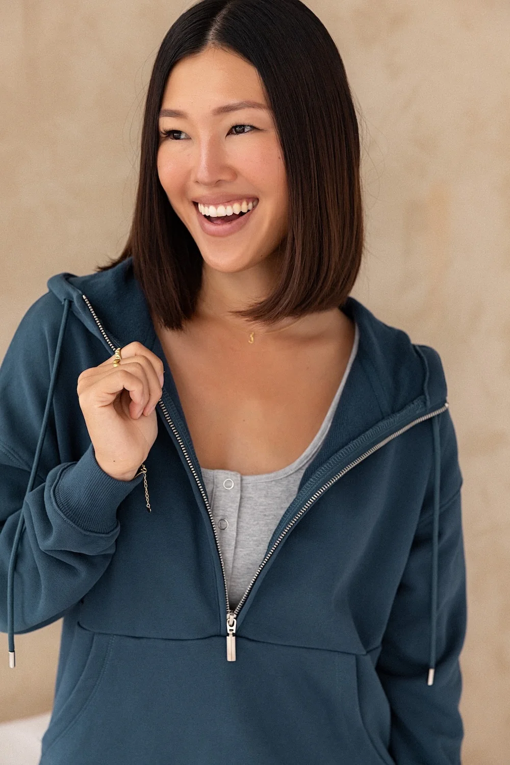 Half Zip Hoodie - Steel - Image 4