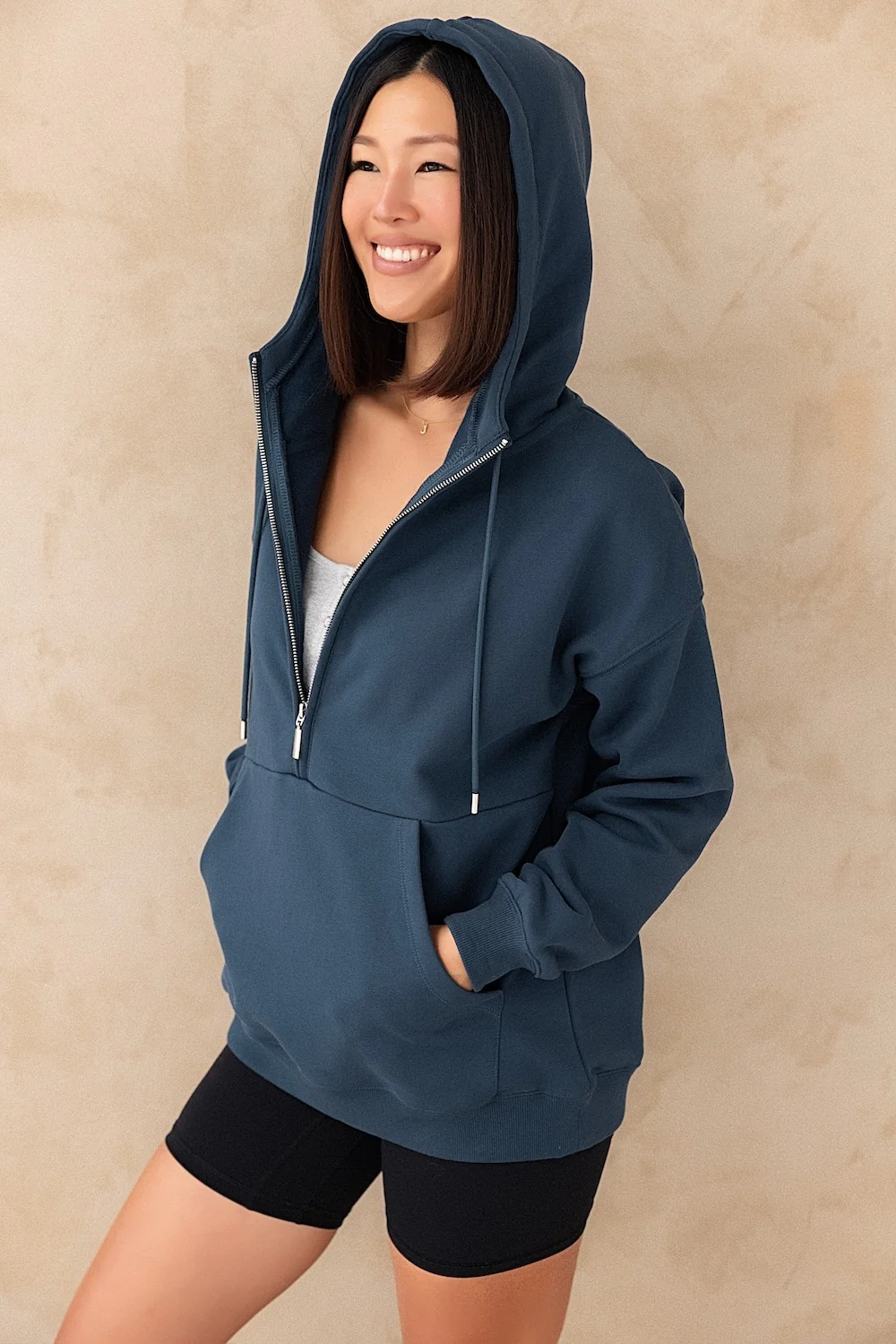 Half Zip Hoodie - Steel - Image 6