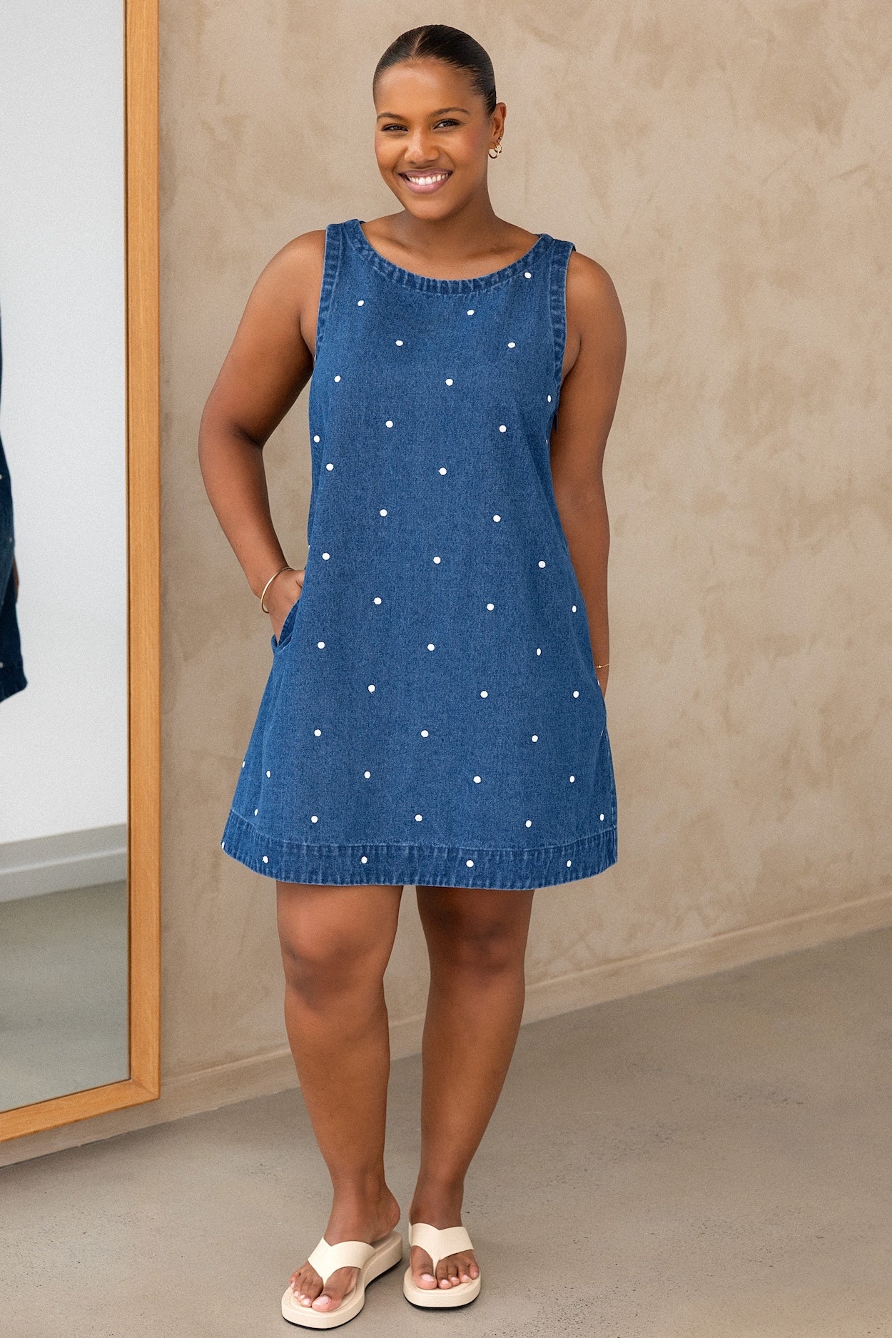 Noah Dress - Denim Polka - Image 4