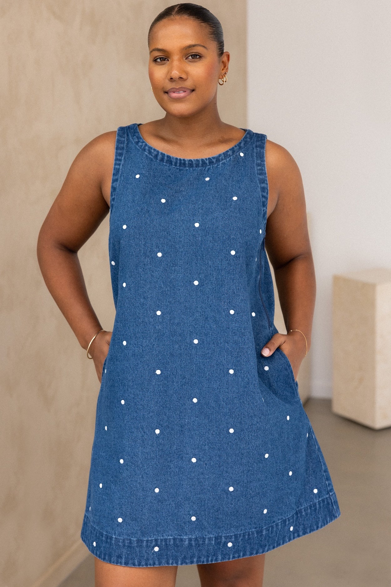 Noah Dress - Denim Polka - Image 5